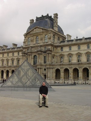 030 - Standing at Small Pyramid at Louvre - 2004.jpg
