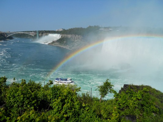 American Falls with Rainbow and Bridge-2011.jpg